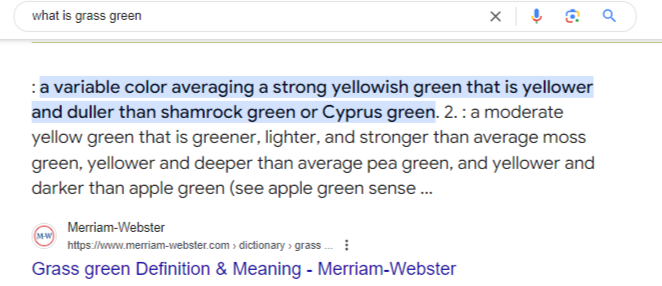 Screenshot of a search engine results page showcasing a featured snippet. The snippet displays a concise answer to a query, including a brief text excerpt and a source URL, highlighted in a box at the top of the search results